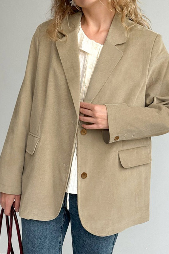 Elegant Corduroy Blazer Coat - Fashionpara