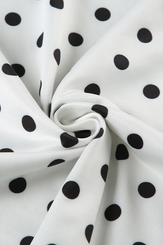Polka Dot V-Neck Ruched Bodycon Mini Dress