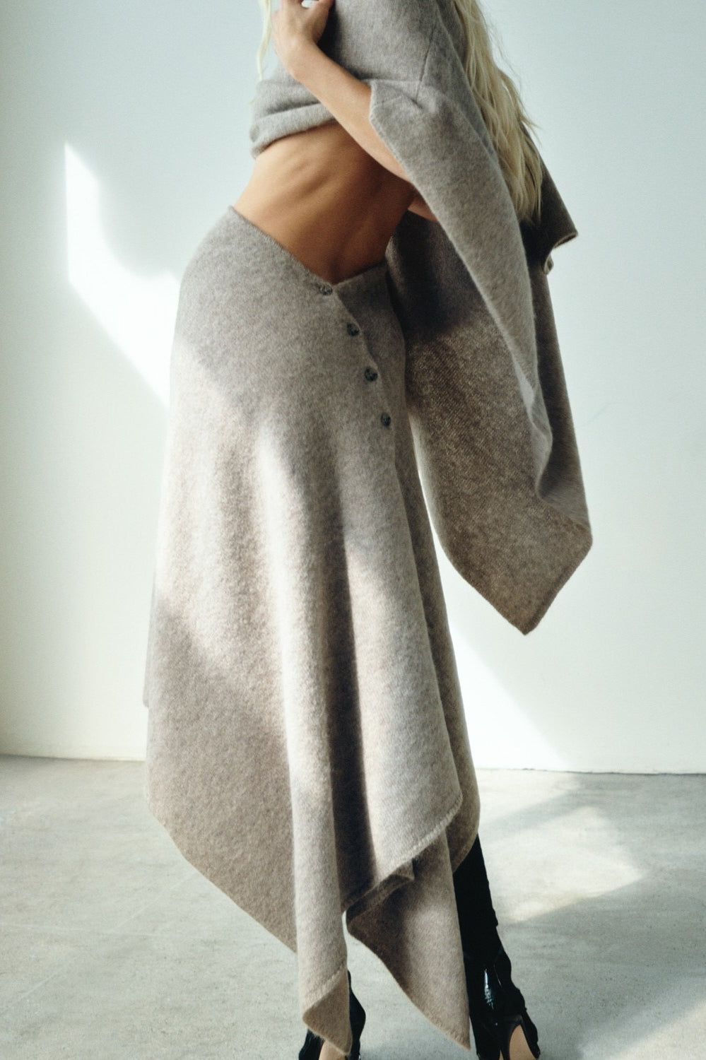 Vintage Cropped Cape Cardigan Knit Two Piece Set for Style