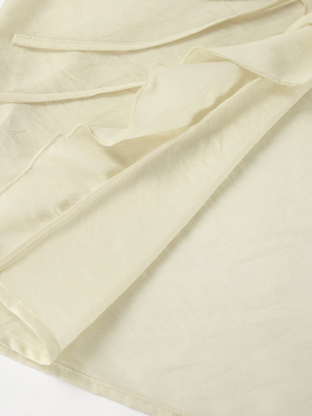 Ruffled Hem Tie Front Cardigan and Shorts Set for Style