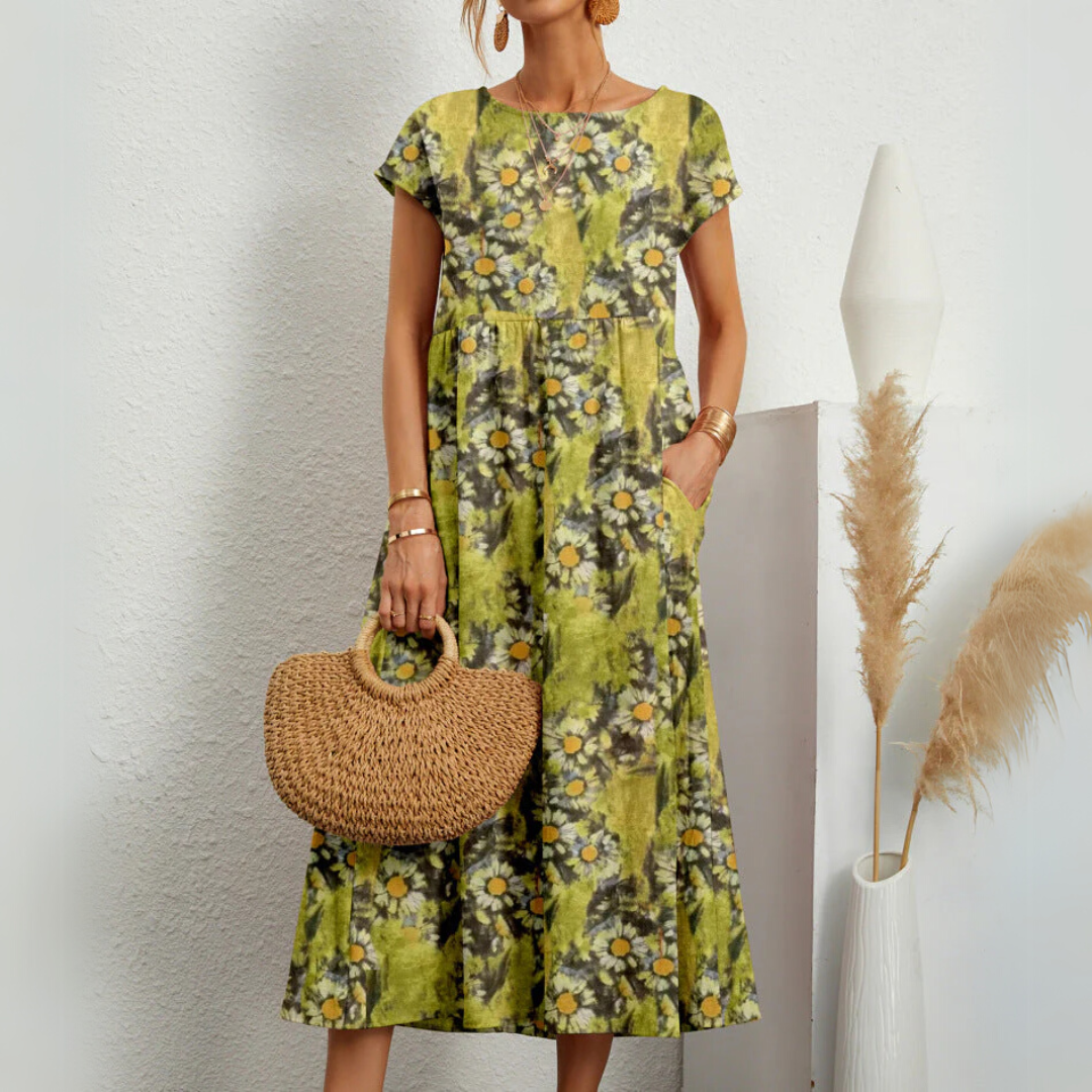 Tie Dye Print Short Sleeve Tiered Midi Dress 6