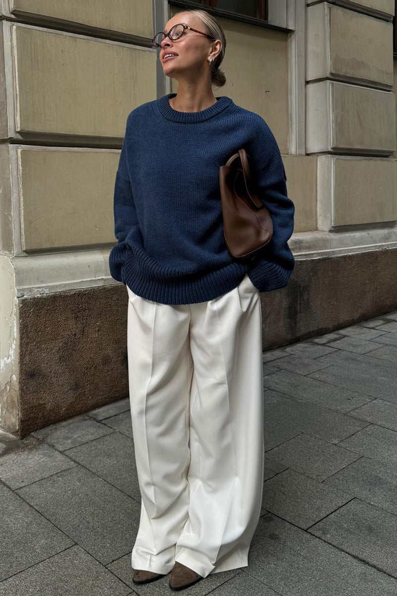 PrincessAce Relaxed Fit Crew Neck Knit Sweater for Comfort