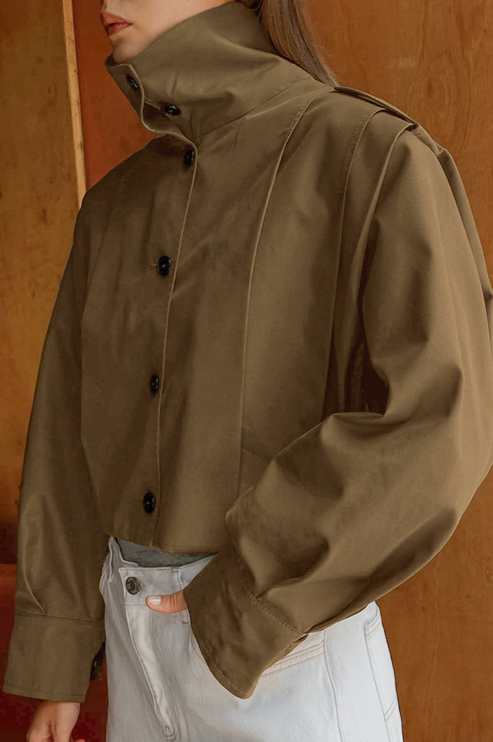 Chic Pleated Short Coat for Effortless Style and Elegance