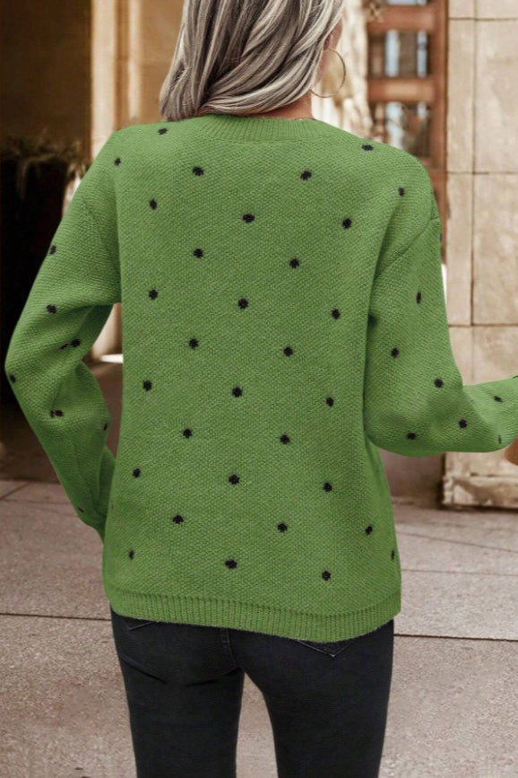 Textured Dot Crew Neck Pullover Knit Sweater 5