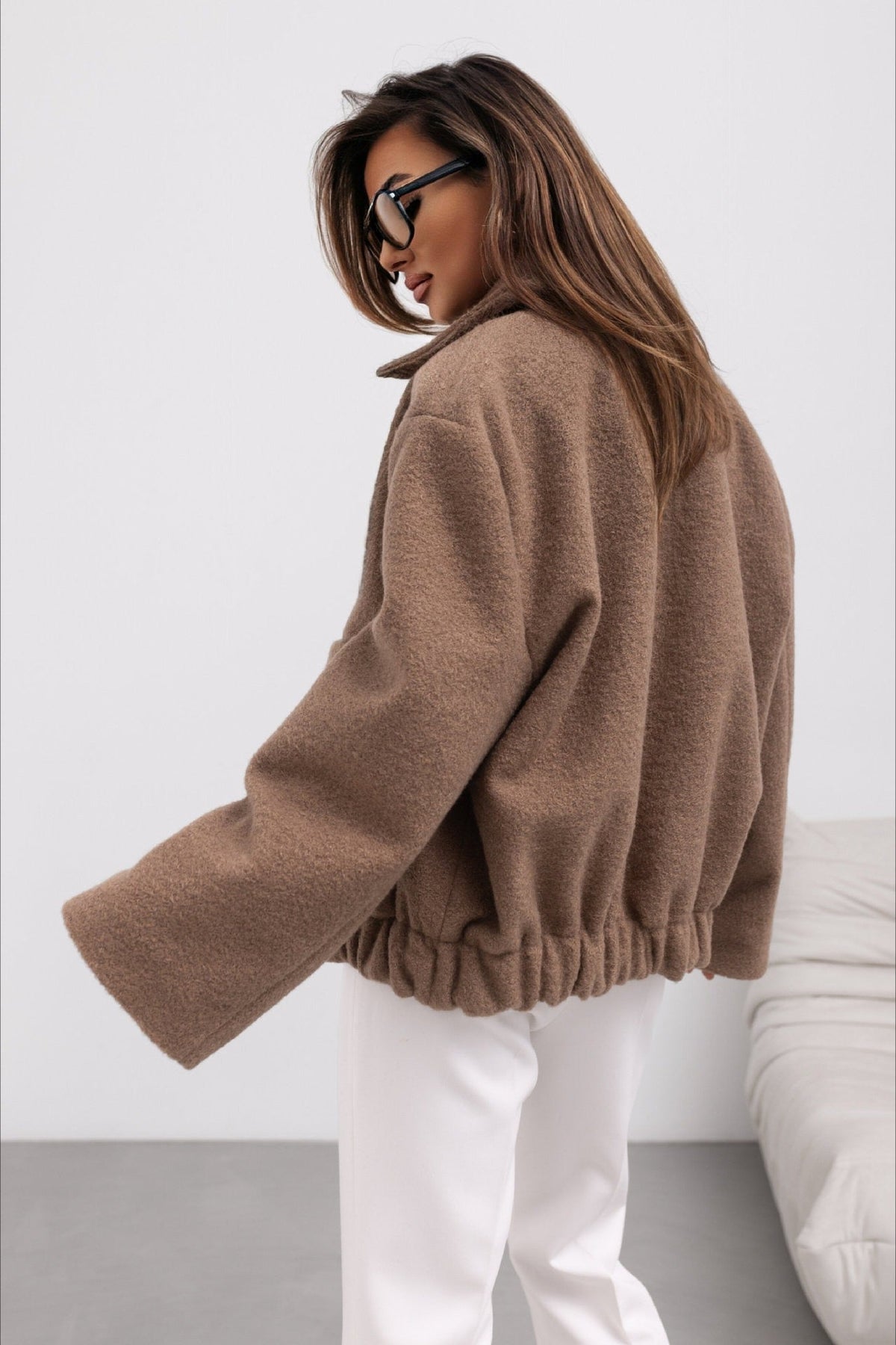 Solid Wool Pocket Elastic Snap Coat 3