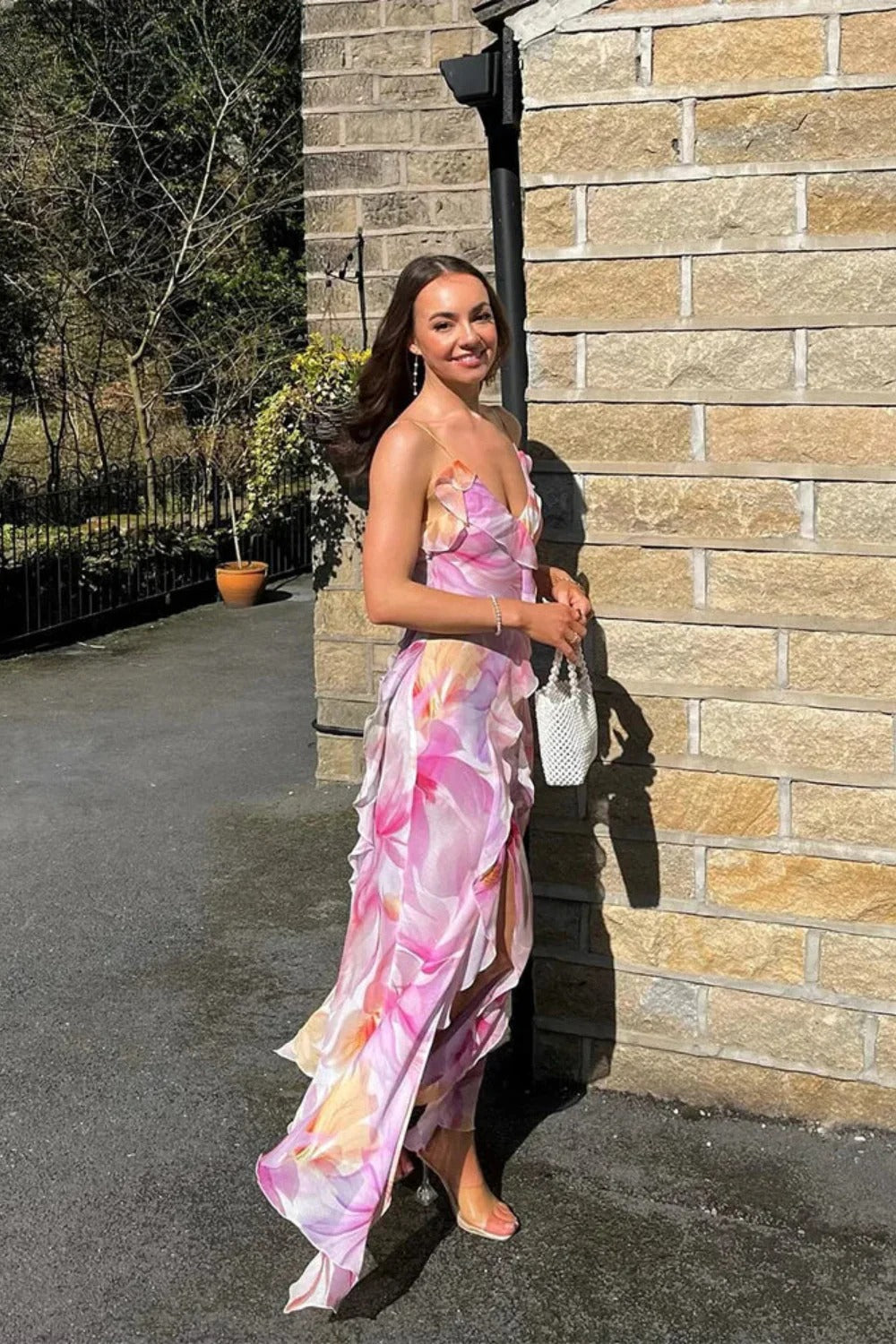 Chiffon Floral Tassel Patchwork Maxi Dress