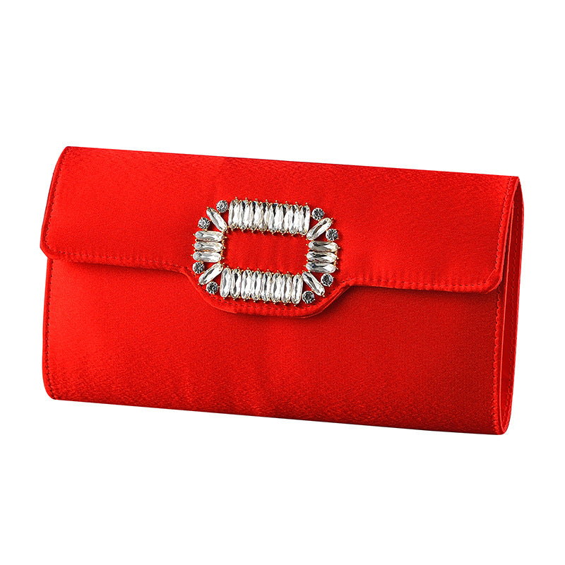 Square buckle satin handbag