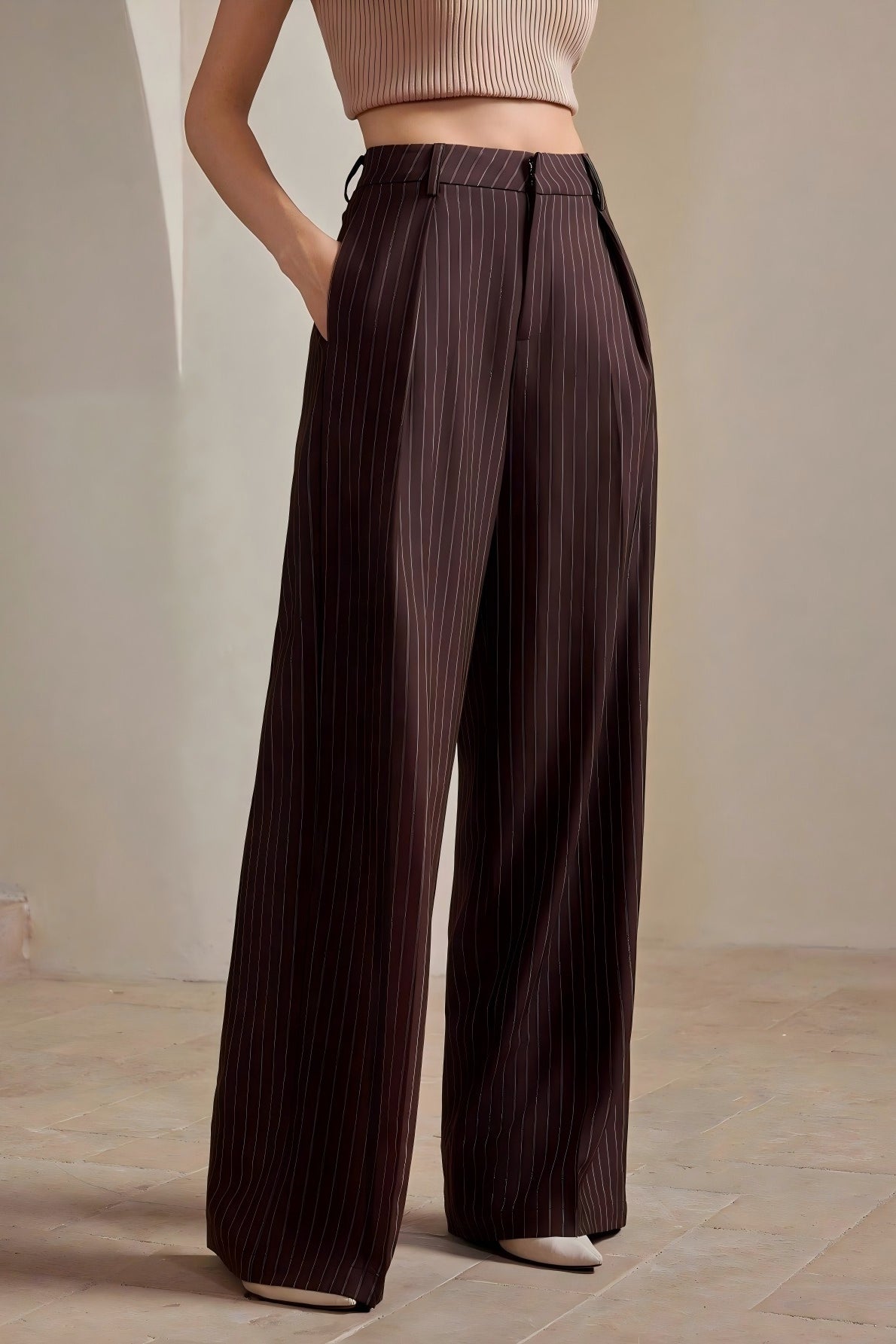 Elegant Stripe Wide Leg Pants