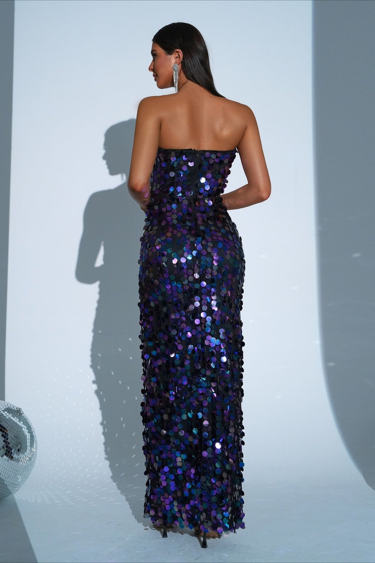 Sequin Strapless Mermaid Maxi Gown - View 3