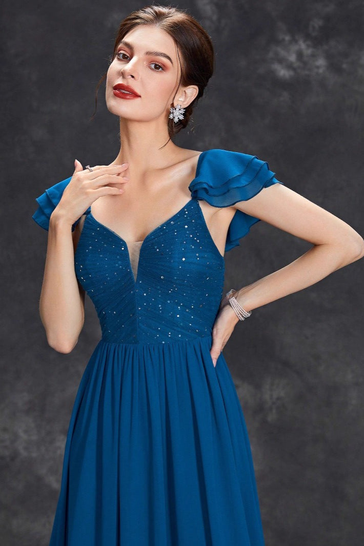 Elegant Spaghetti Strap Strapless Formal Dress