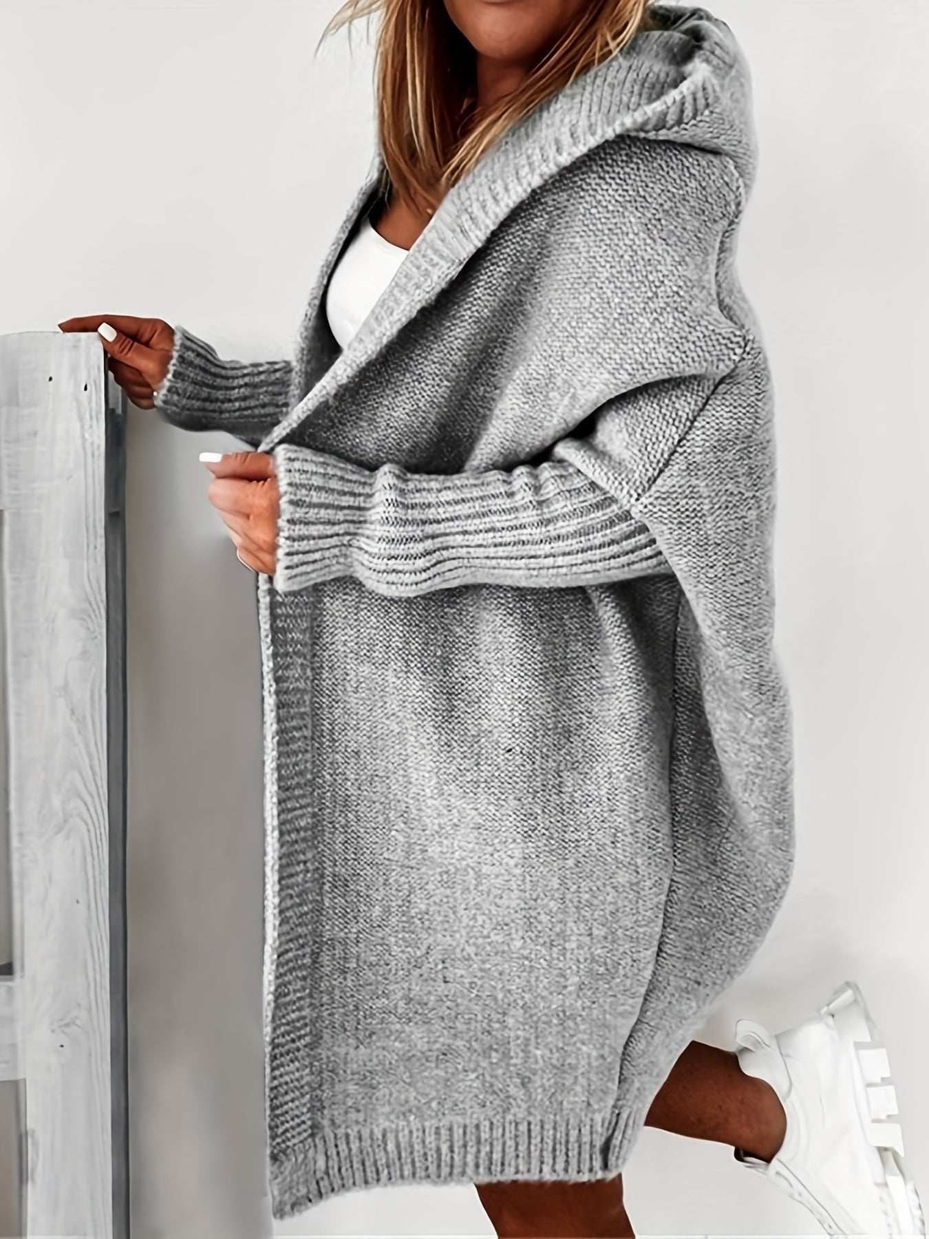 ShoptheCIC Oversized Hooded Knitted Cardigan Coat