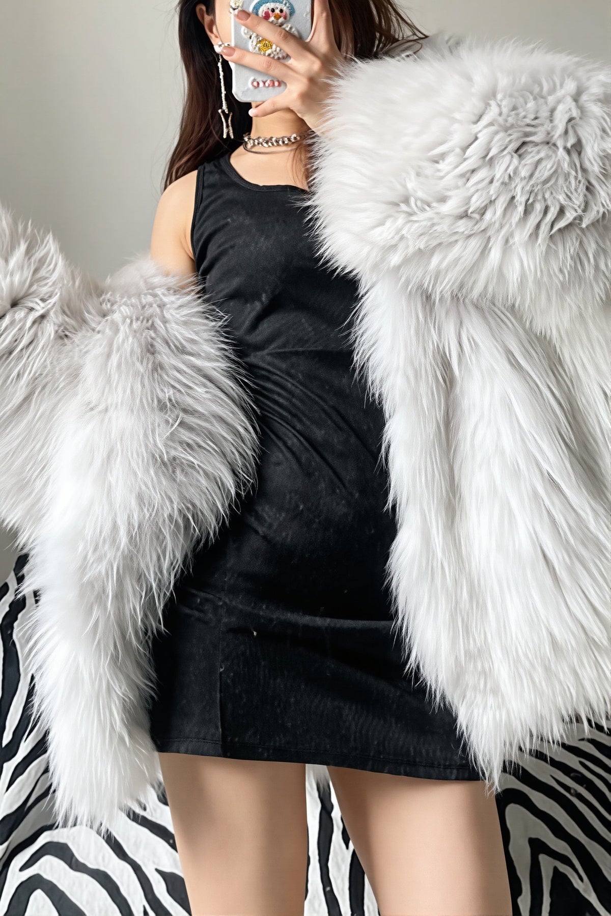 Oversized Hooded Shaggy Faux Fur Coat