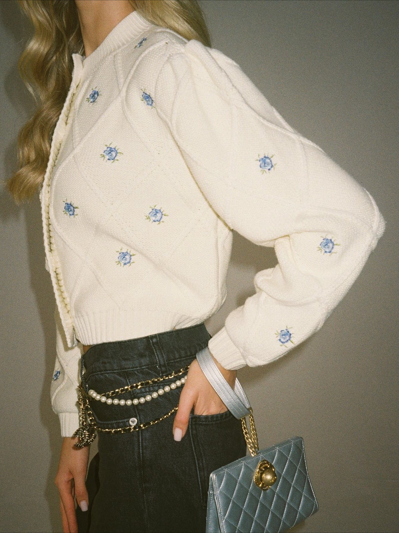 Floral Embroidered Cardigan Sweater for Elegant Layering