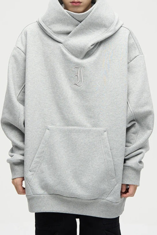 Embroidered Turtleneck Fleece Hoodie