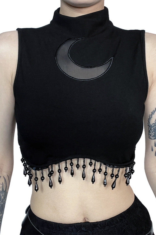 Gothic Moon Chain Knit Top
