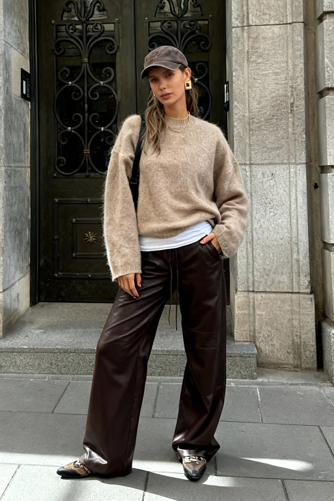 Elegant Solid Mohair Soft Knitted Pullover Women Casual O-neck Long Sleeve Loose Sweater