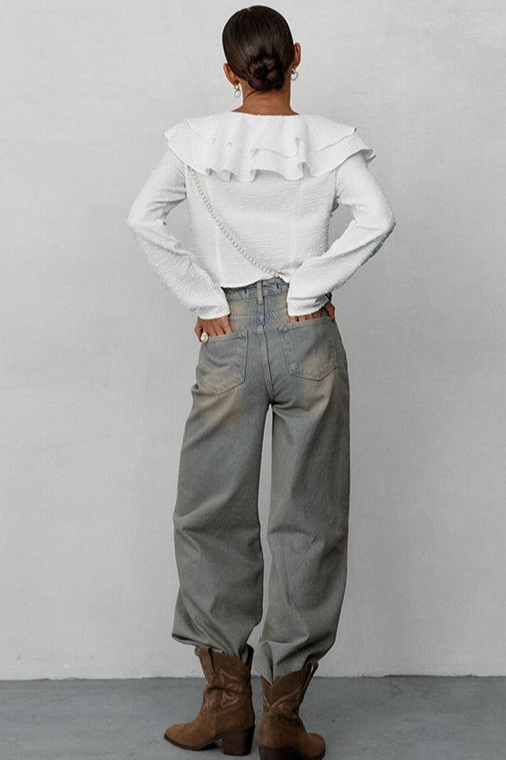 Long Sleeve Ruffle Blouse - Fashionpara