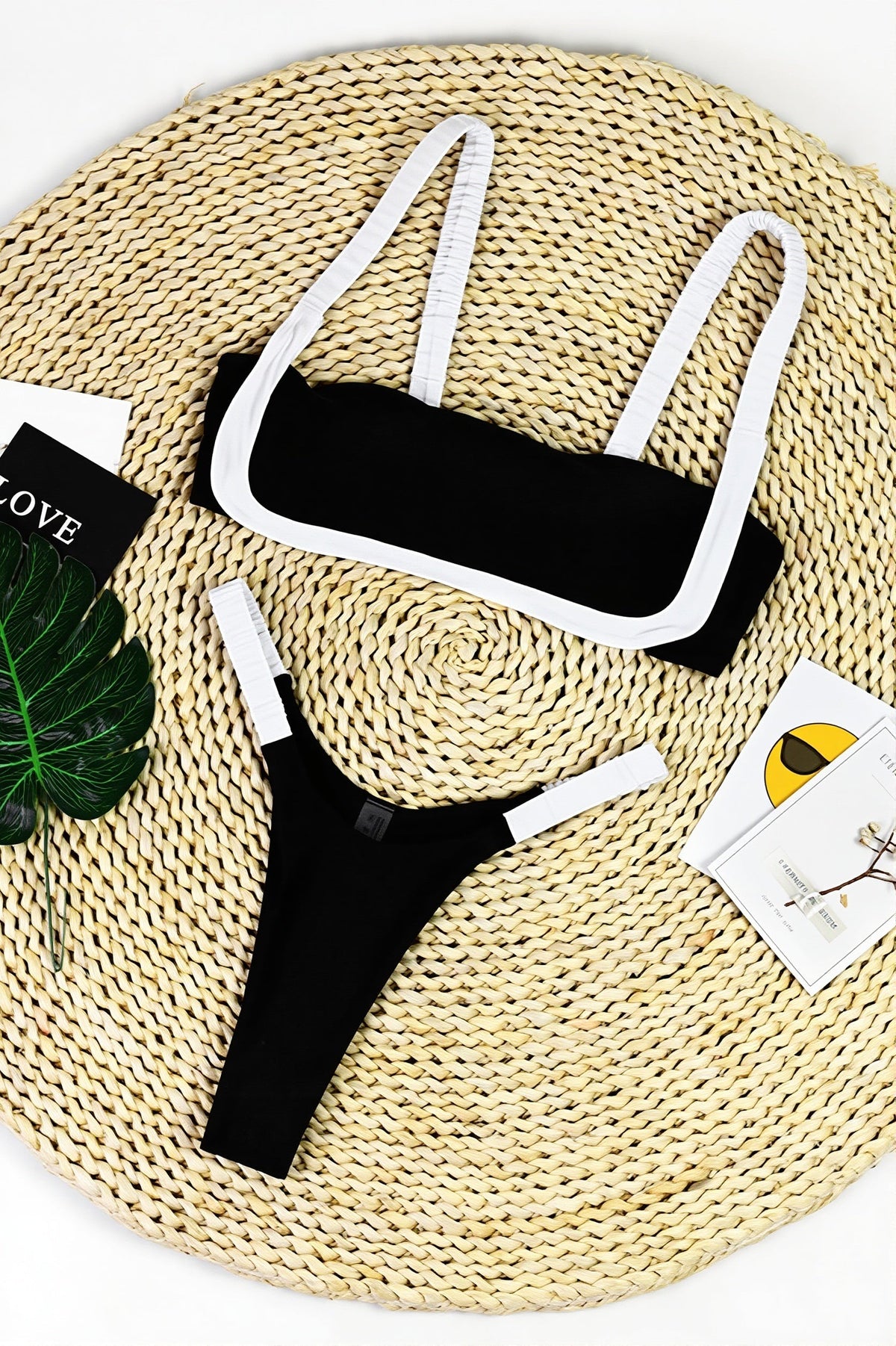 Color Block Strapless Two Piece Bikini Sets