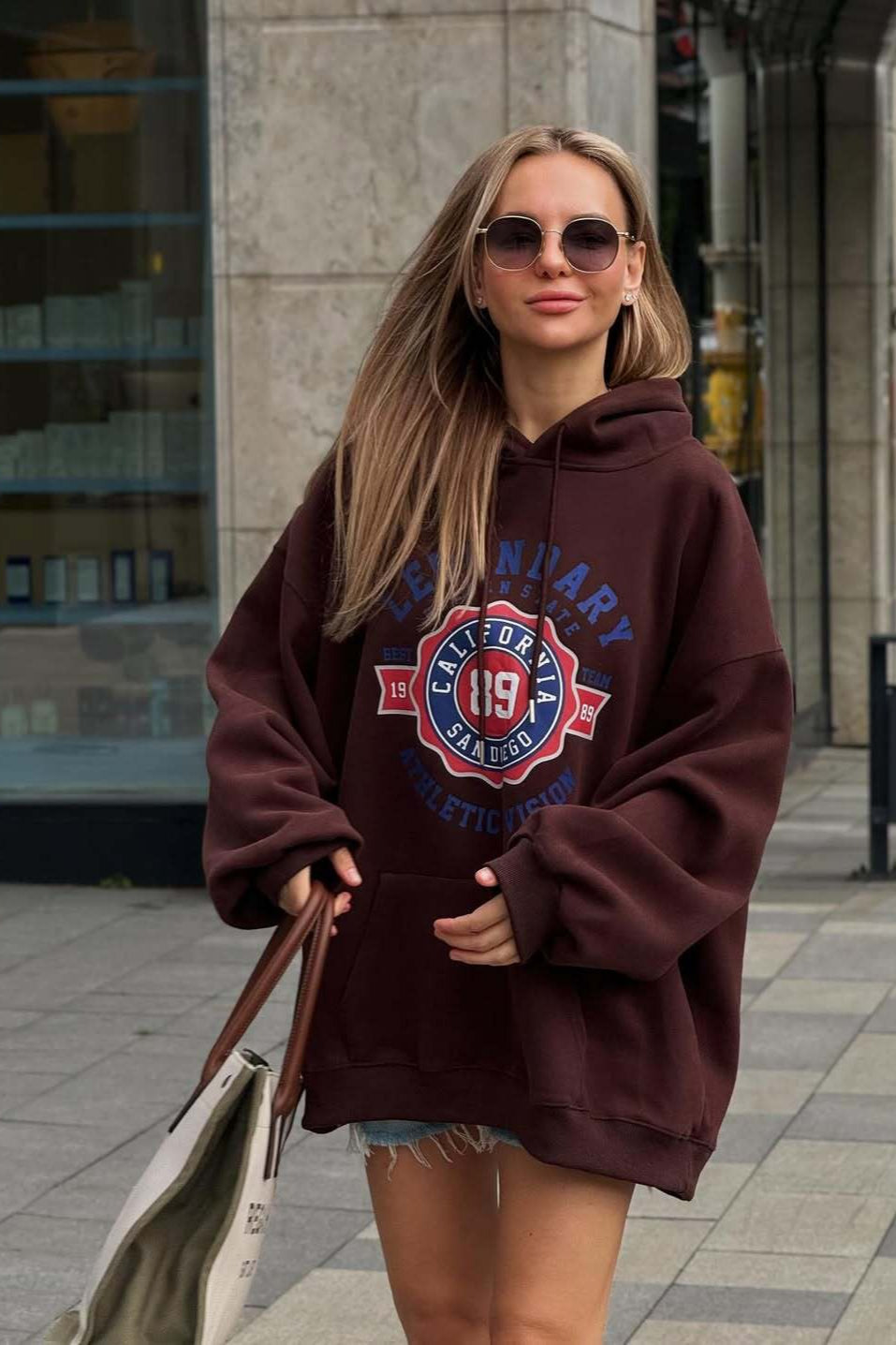 Retro American Letter Colorblock Hoodie