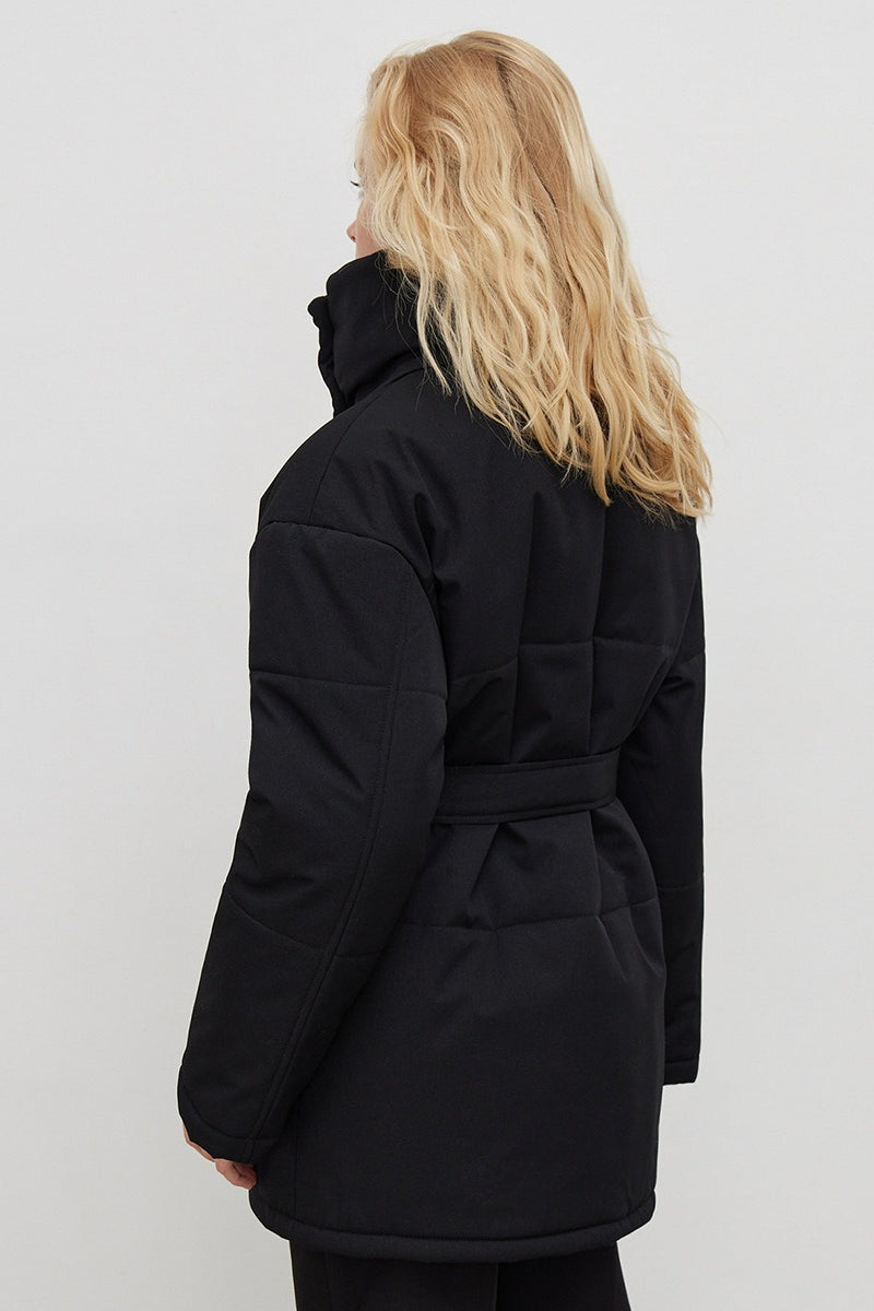 Asymmetrical Belted Cotton Coat - Fashionpara