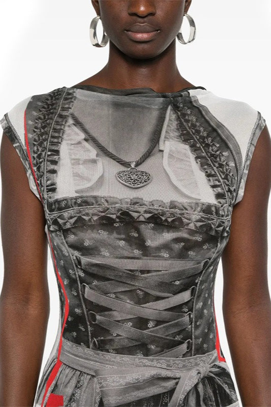 Graphic Print Sleeveless Bodycon Maxi Dress