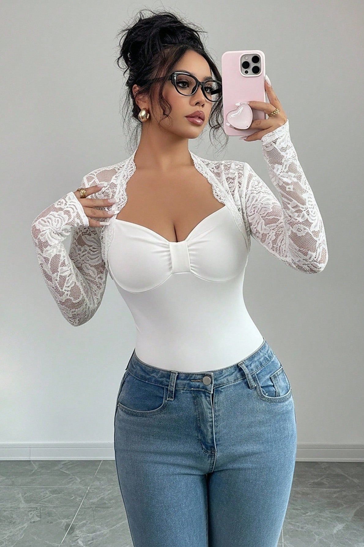 Sweetheart Lace Sleeve Bustier Top