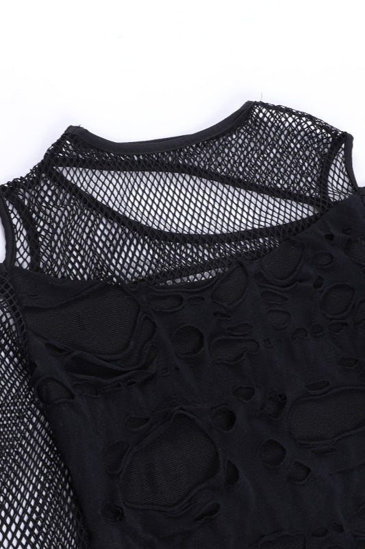 Gothic Mesh Long Sleeve Knit Top