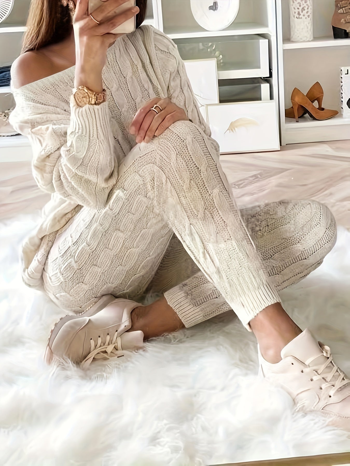 ShoptheCIC Cozy Knitted Sweater and Pants Two-Piece Set