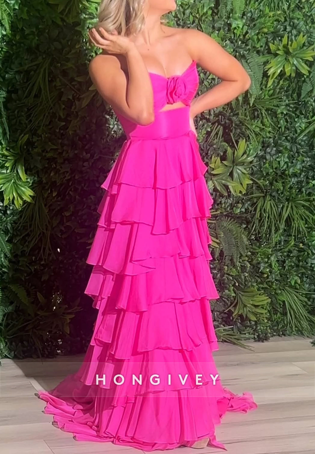 A-Line High Low  Floral Embossed Sweetheart Holiday Prom  Dresses