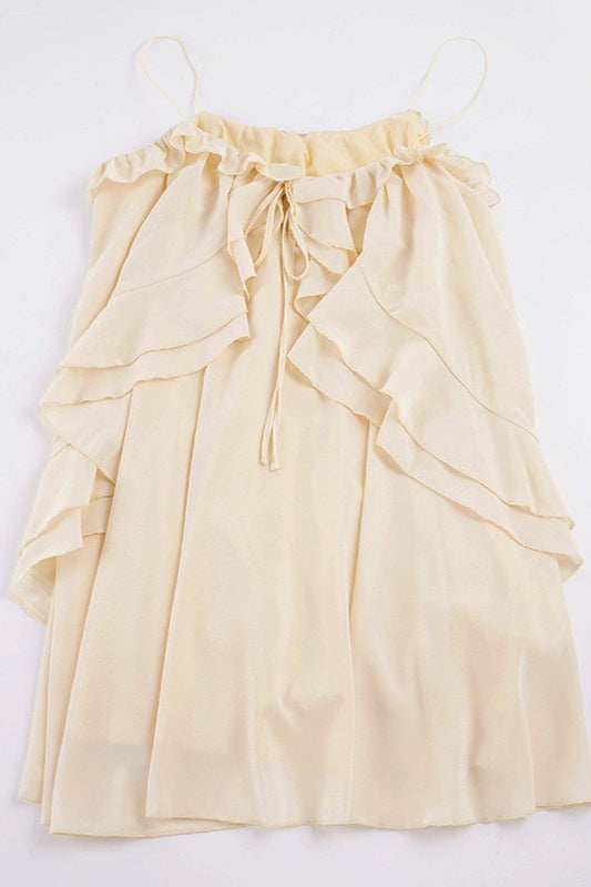 Chiffon Ruffle Spaghetti Strap Swing Mini Dress