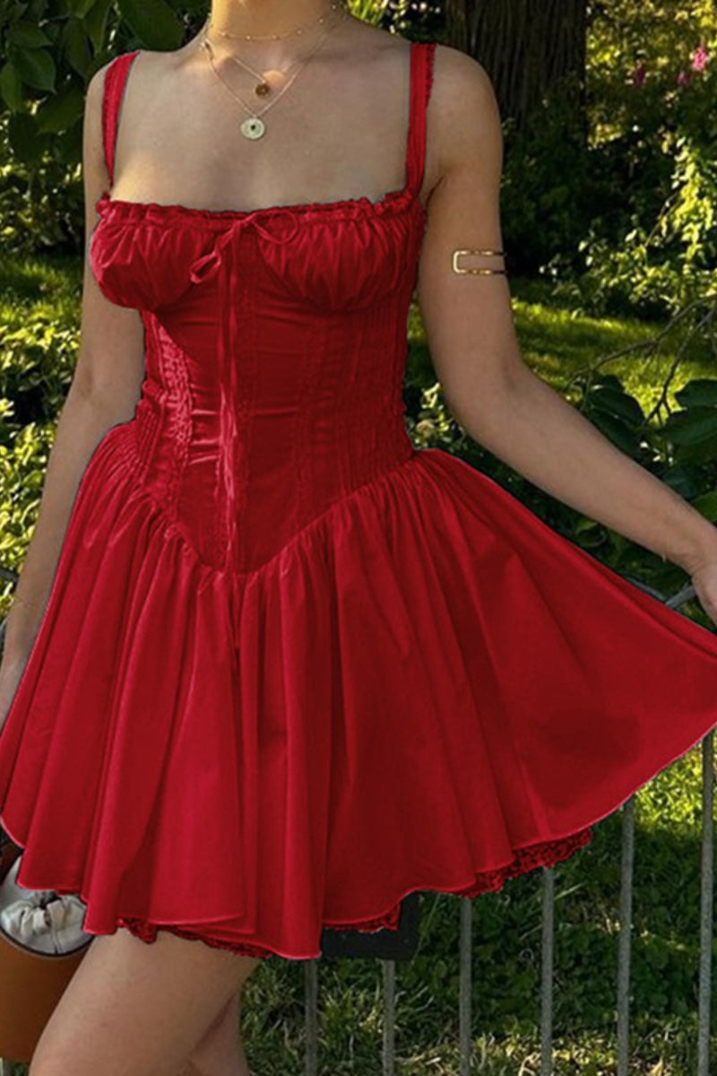 Corset Off Shoulder Tie Front Fit and Flare Mini Dress 2