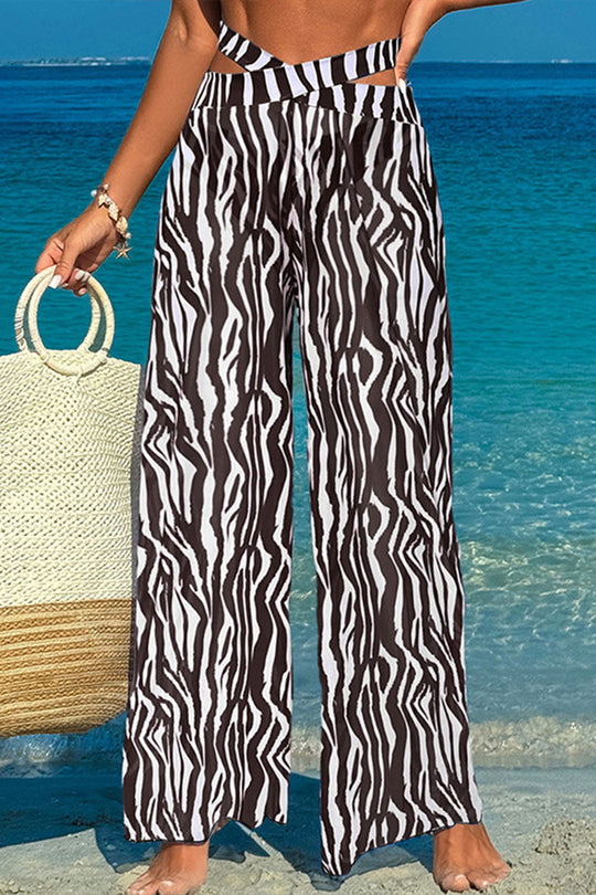 Leopard print suspender swimsuit three-piece swimsuit - Fashionpara