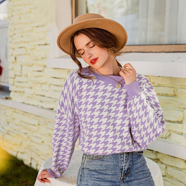 Molly Houndstooth Sweater - Fashionpara