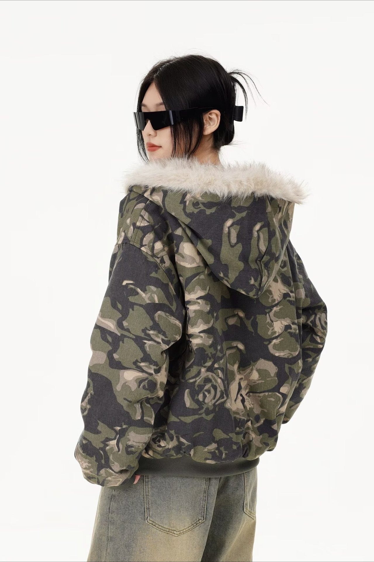 Thickened Hooded Camo Puffer Coat - Fashionpara