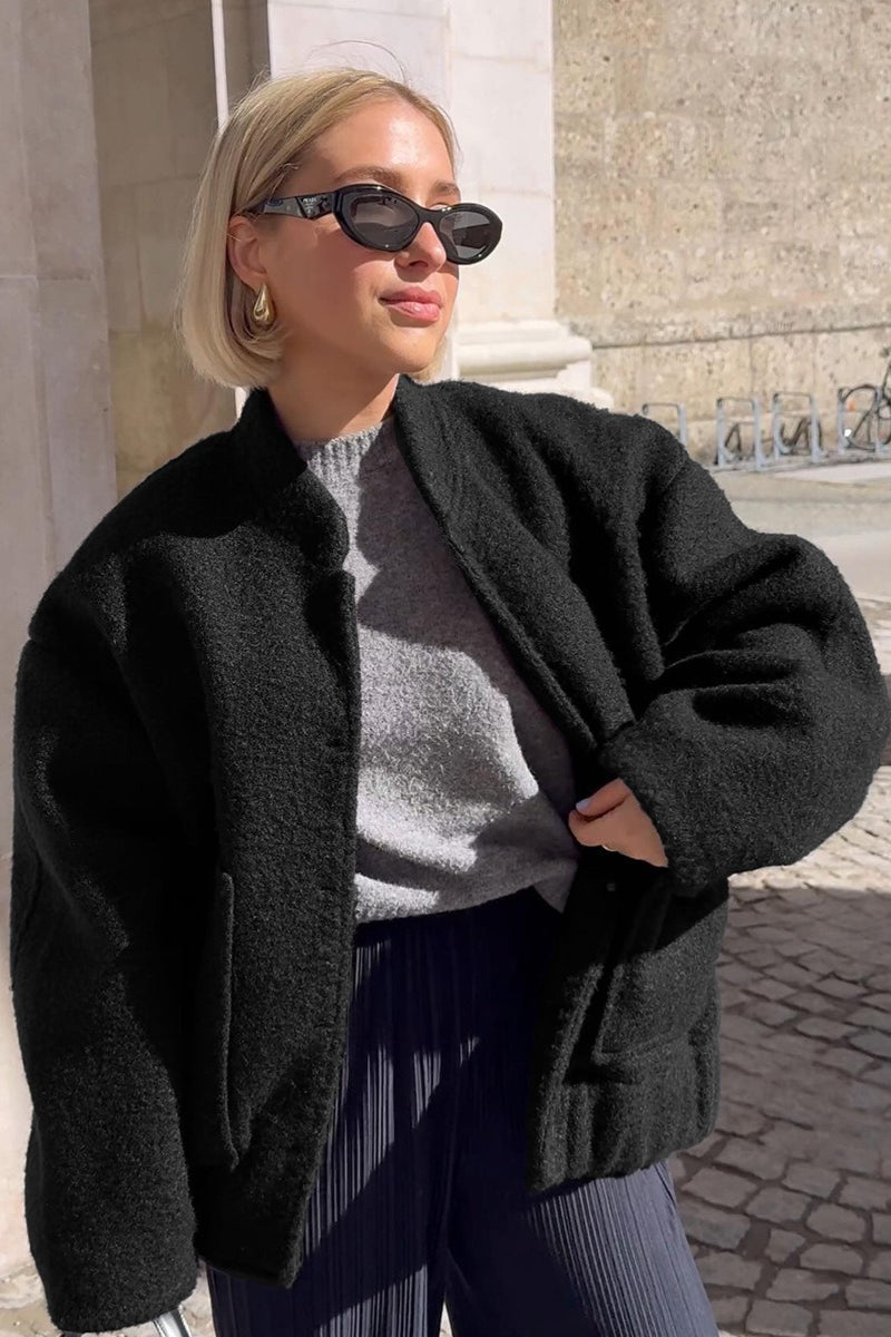 Loop Knit Stand Collar Coat