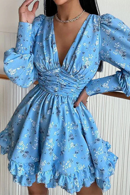 Floral Long Sleeve Party  Dress