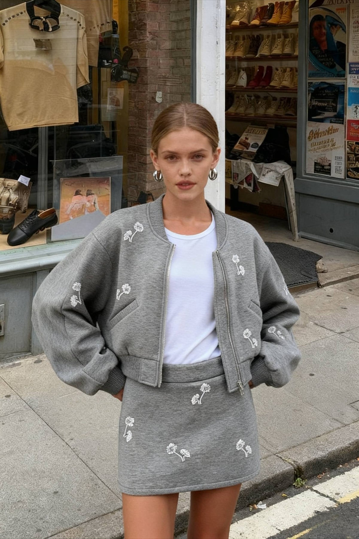 Dandelion Print Sweatshirt Loose Two Piece Set