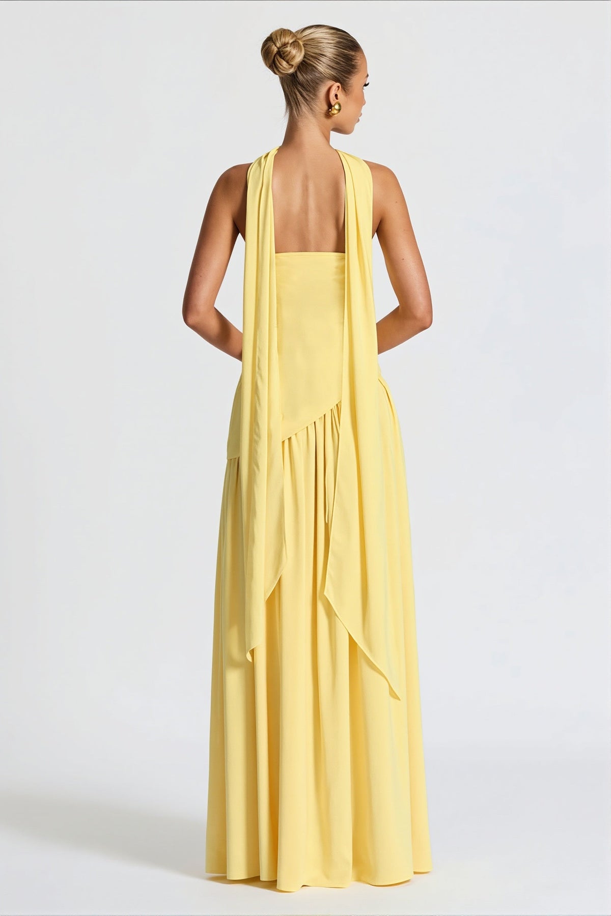 Strapless Scarf Detail Slit Maxi Dress 12