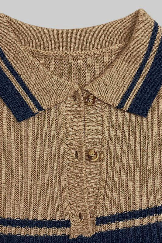 PrincessAce Colorblock Knit Sweater with Striped Design