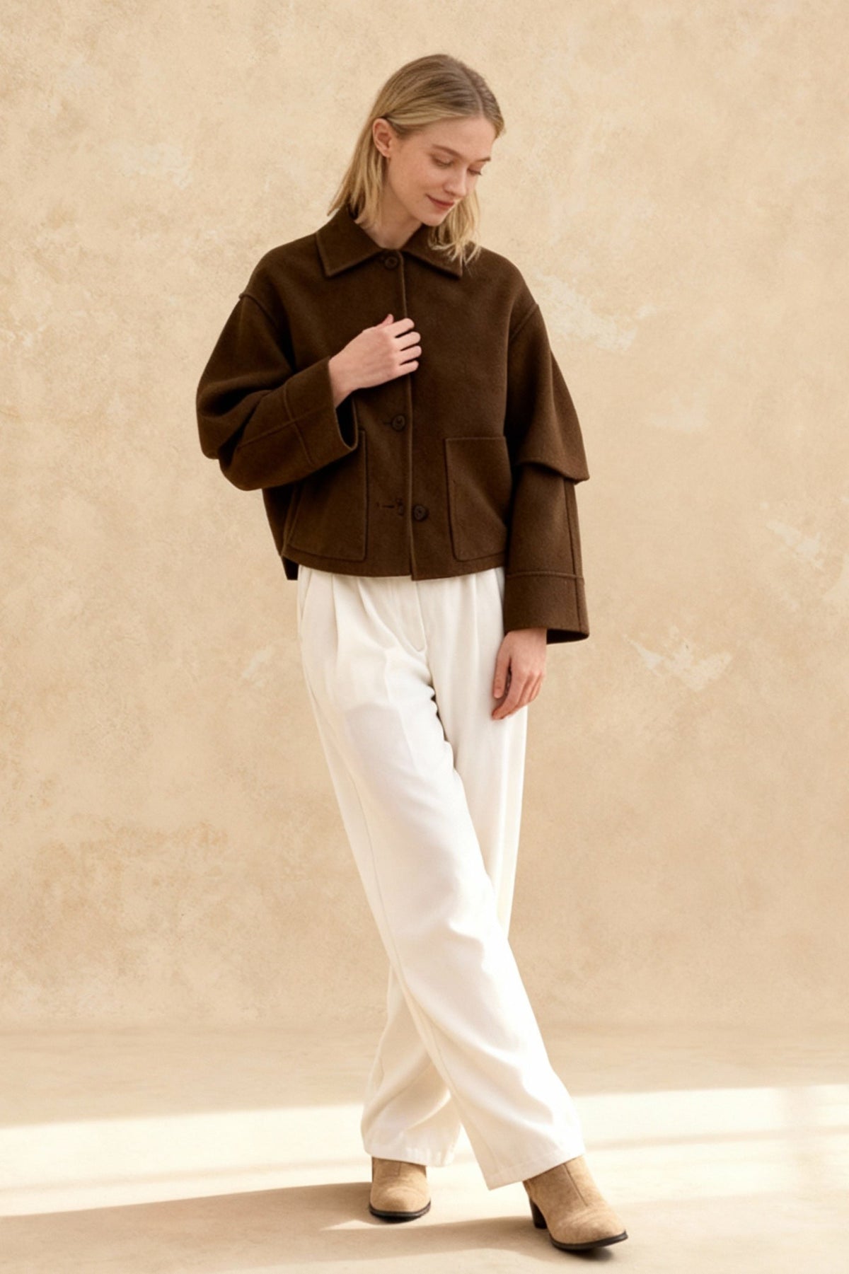 Elegant Casual Stylish Chic Long Sleeves Wool Blends Jacket