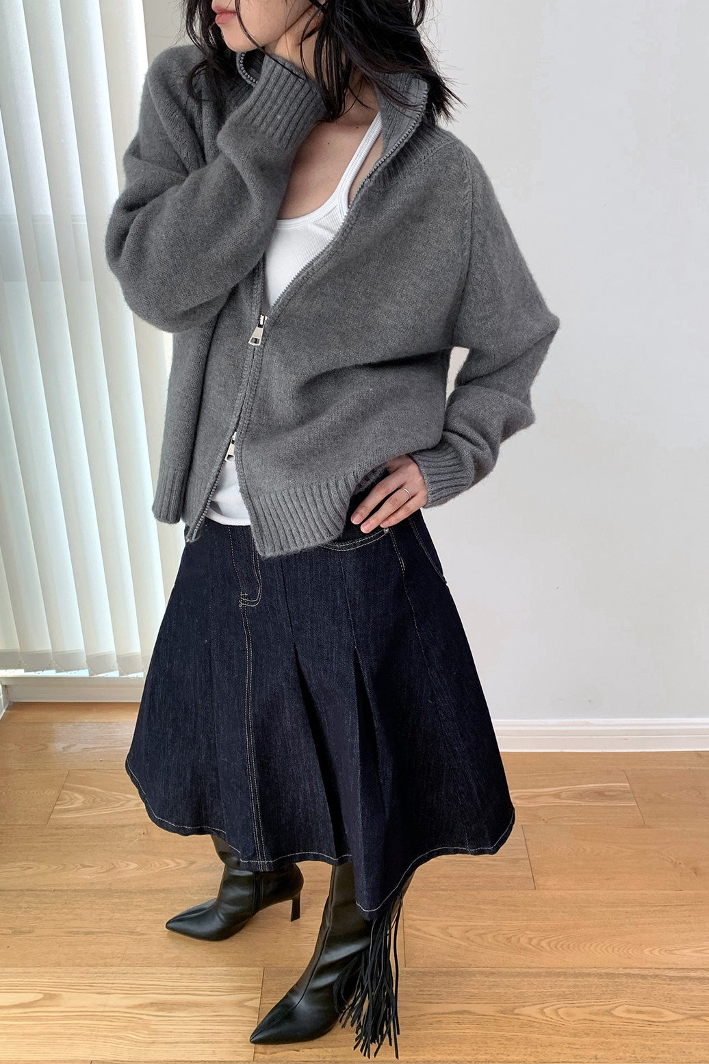 Soft Knit Zipper Cardigan 11