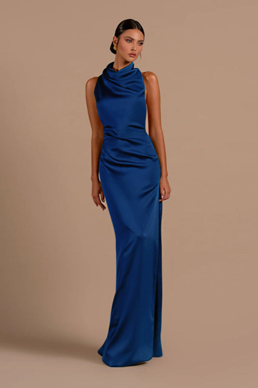 Sophisticated Halter Backless Fitted Maxi Dress