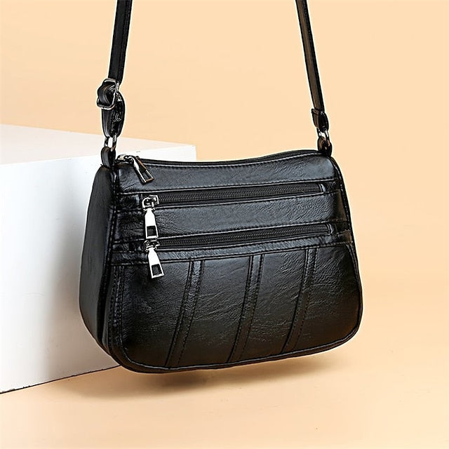 Faux Crossbody Black Bag Stylish Leather