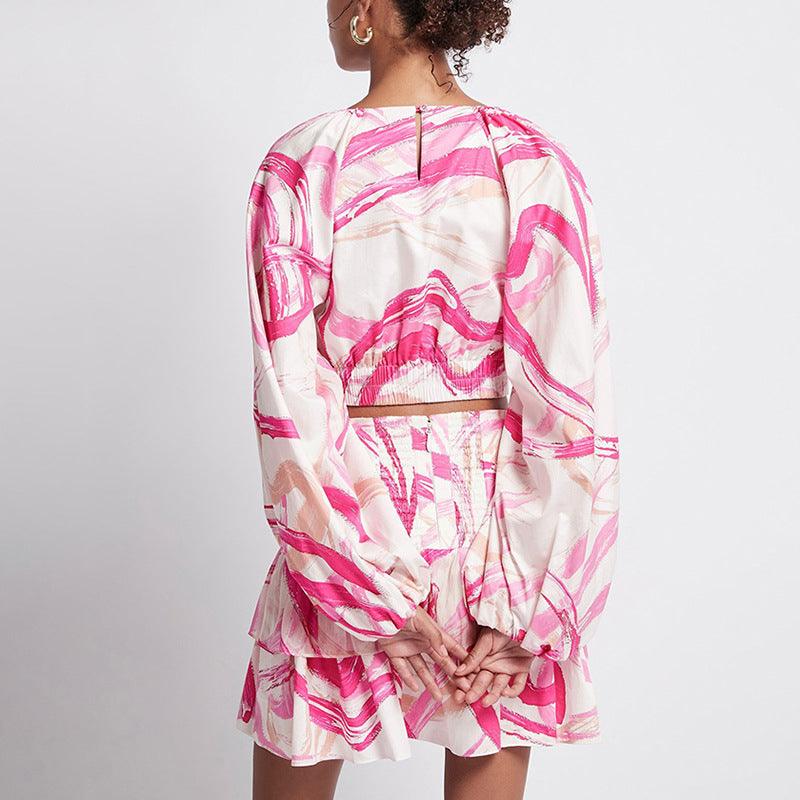 KittenAlarm - Callie Ring Linked Crop Top & Pleated Hem Mini Skirt Set