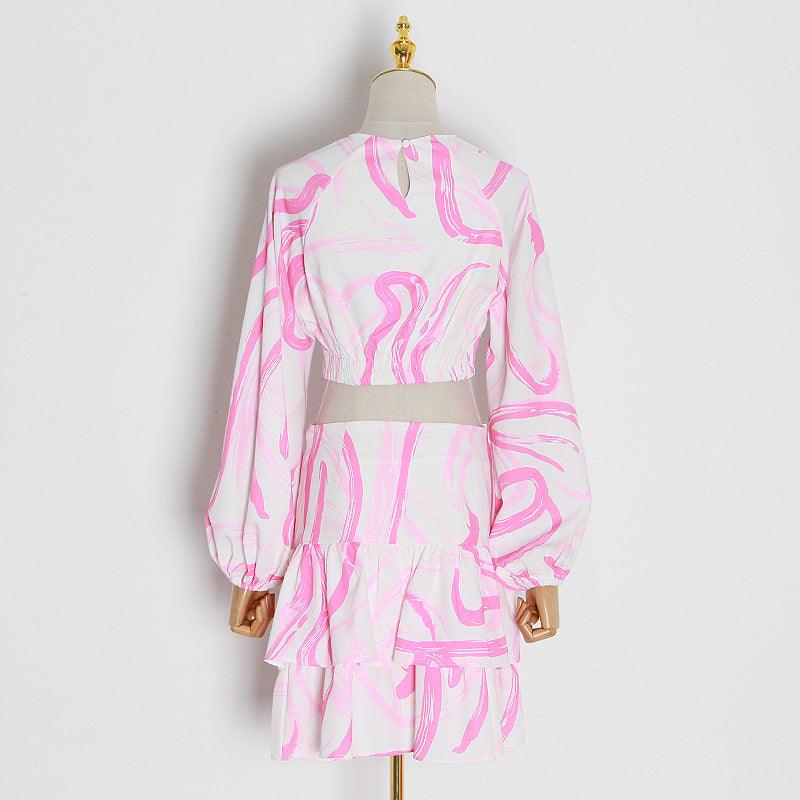 KittenAlarm - Callie Ring Linked Crop Top & Pleated Hem Mini Skirt Set
