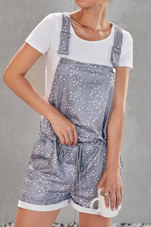 Camouflage Printed High-waist Strap Shorts