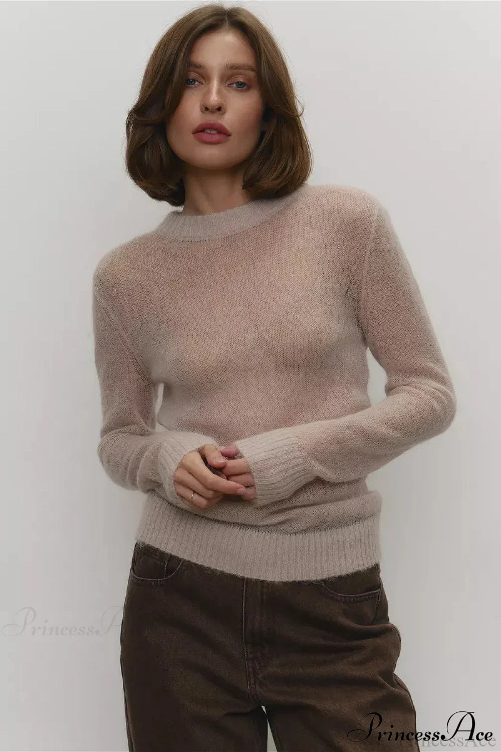 PrincessAce Candy Color Sheer Knit Sweater for Stylish Comfort