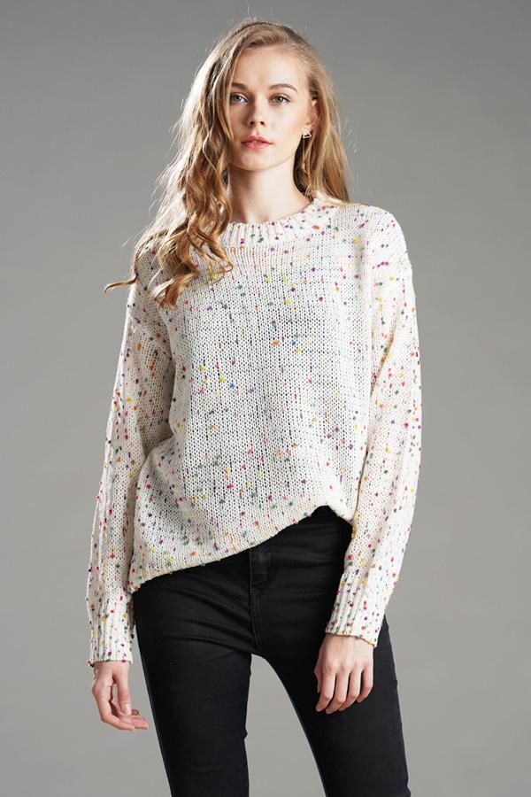 RadyRin Candy Dots Cozy Knitted Sweater for All Seasons