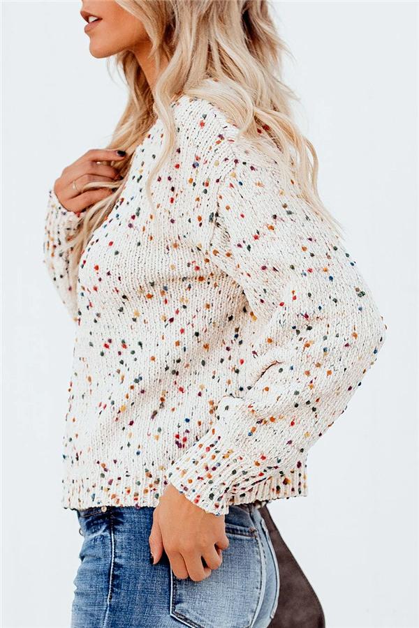 RadyRin Candy Dots Cozy Knitted Sweater for All Seasons