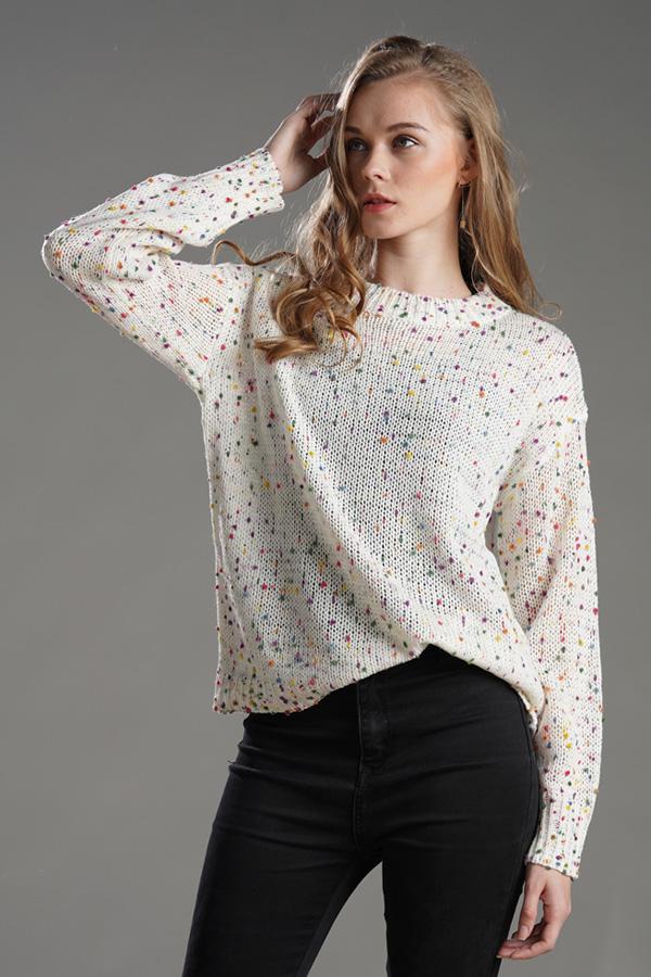 RadyRin Candy Dots Cozy Knitted Sweater for All Seasons